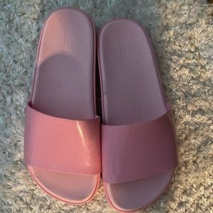 Pink comfy slides